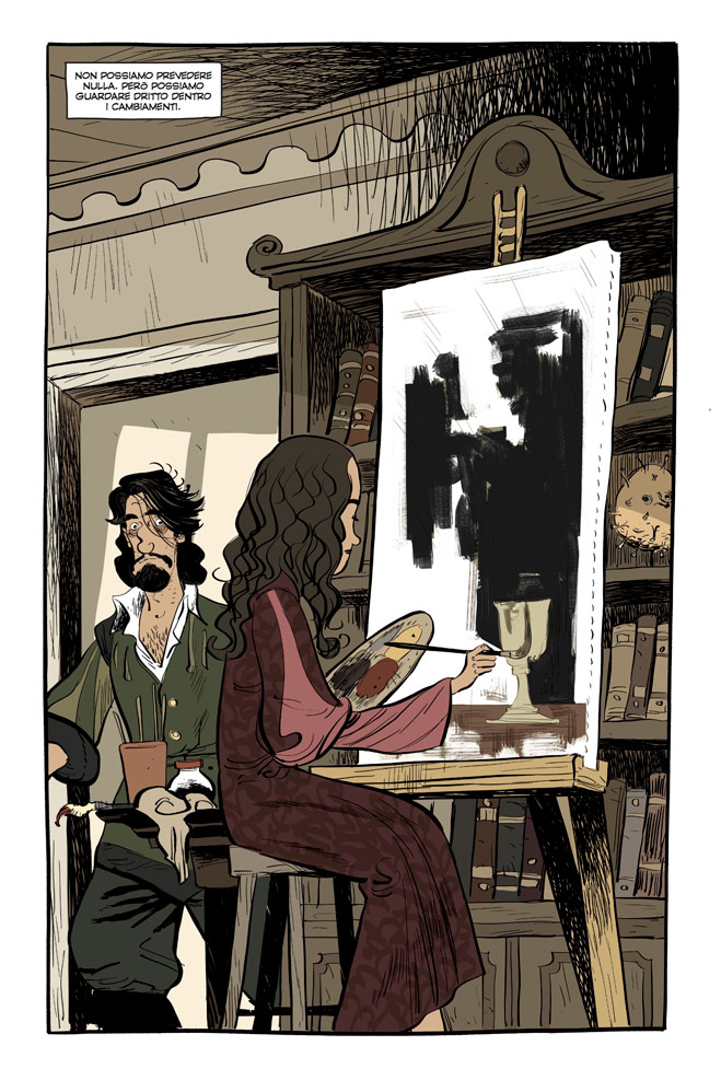 Tavola della grphic novel Caravaggio e la ragazza