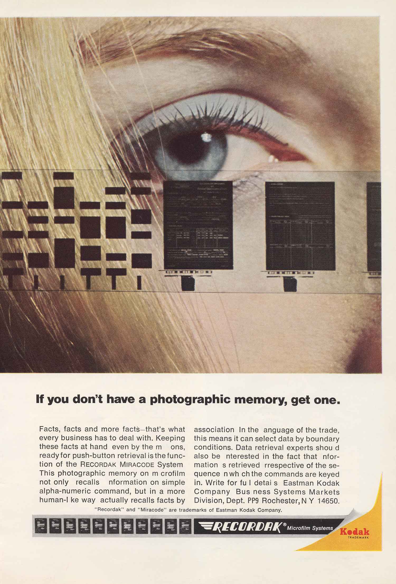 Pubblicità Kodak per il Recordak Miracode System (1966)