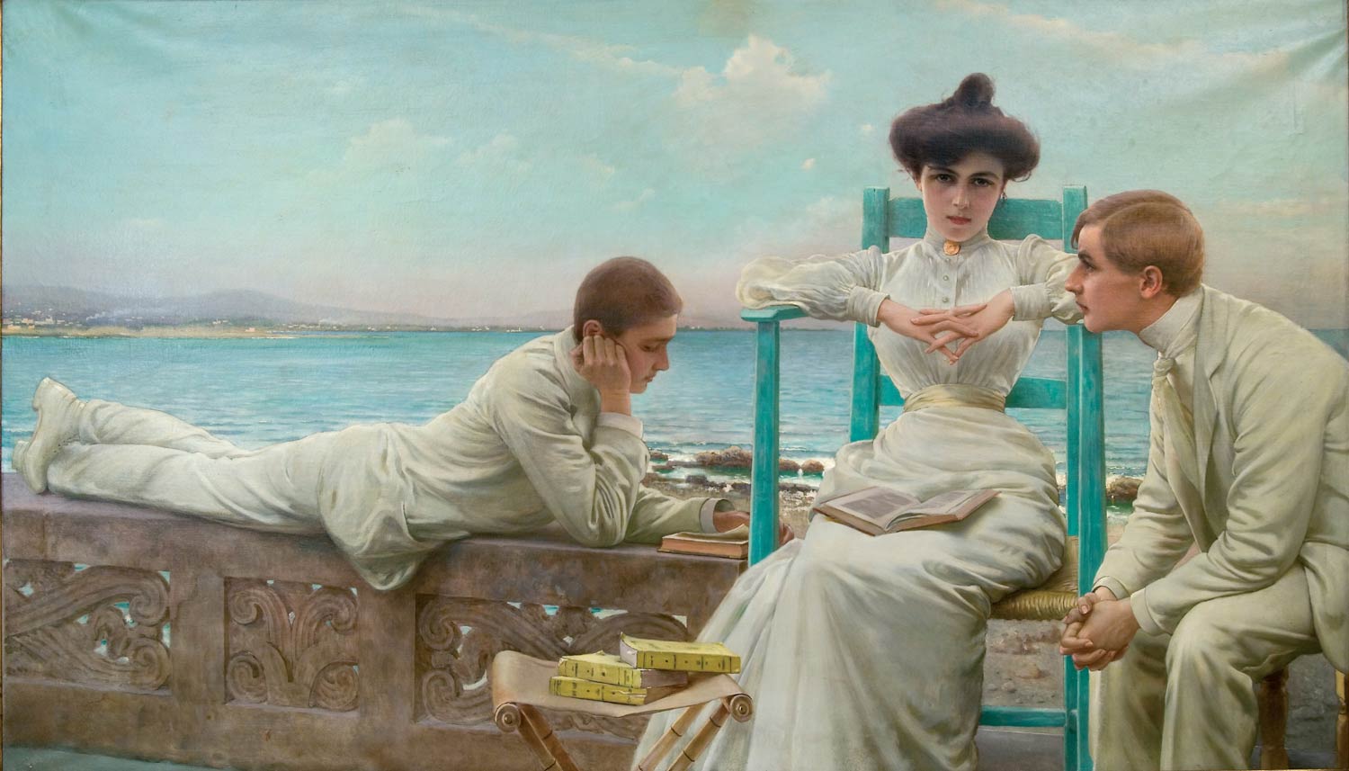In lettura sul mare (1910) di Vittorio Matteo Corcos