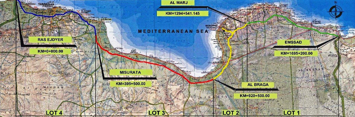 Cartina dei lavori Anas in Libia