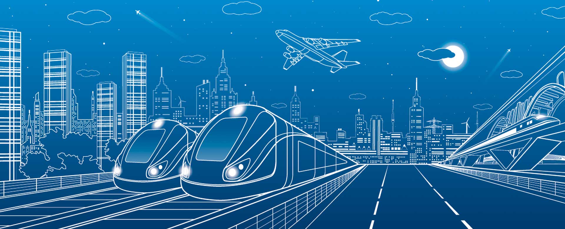 illustrazione grafica di treno e aereo